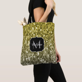 Silbergold dunkle Glitzern Glitzer ombre Monogram Tasche