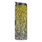 Silbergold dunkle Glitzern Glitzer ombre Monogram Thermosbecher (Nach rechts gedreht)
