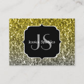 Silbergold dunkle Glitzern Glitzer ombre Monogram Visitenkarte (Rückseite)