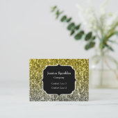 Silbergold dunkle Glitzern Glitzer ombre Monogram Visitenkarte (Stehend Vorderseite)