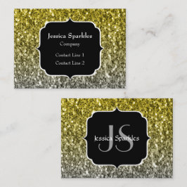 Silbergold dunkle Glitzern Glitzer ombre Monogram Visitenkarte