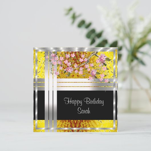 Silbergold Geburtstagskarte Karte (Stehend Vorderseite)