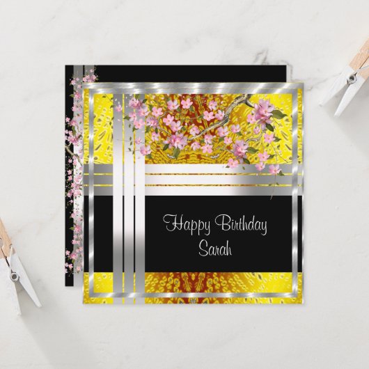 Silbergold Geburtstagskarte Karte (Vorderseite/Rückseite Beispiel)