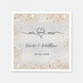 Silbergold Glitzer für Frauen Hochzeit am Herzen Serviette (Vorderseite)