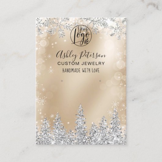 Silbergold Glitzer Logo Schmuck Ohrring-Anzeige Visitenkarte (Vorderseite)