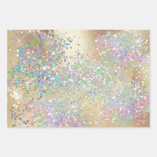 Silbergold Glitzer mit glänzenden Metallfolien Geschenkpapier Set (Vorderseite 2)