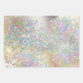 Silbergold Glitzer mit glänzenden Metallfolien Geschenkpapier Set (Vorderseite)