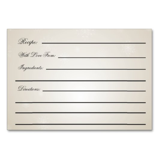 Silbergold Schneeflocke Brautparty Rezept Karte (Rückseite)