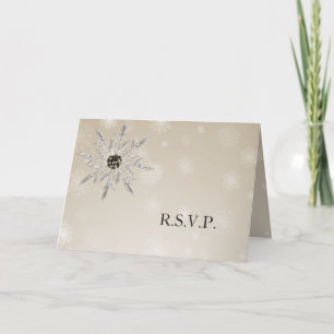 Silbergold Schneeflocken Winterhochzeit Rsvp-Karte Einladung