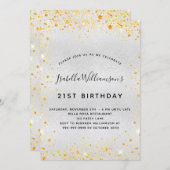 Silbergoldblütenstaub am Geburtstag funkeln Einladung (Vorne/Hinten)