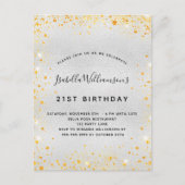 Silbergoldblütenstaub am Geburtstag funkeln Einladungspostkarte (Vorderseite)