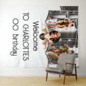 Silbergoldene Flapper-Mädchen, die 20er Gatsby rau Wandteppich (Beispiel (Horizontal))