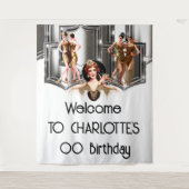 Silbergoldene Flapper-Mädchen, die 20er Gatsby rau Wandteppich (Vorderseite)