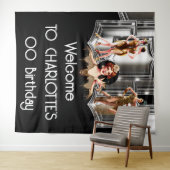 Silbergoldfliegermädchen, die 20er Gatsby blac brü Wandteppich (Beispiel (Horizontal))