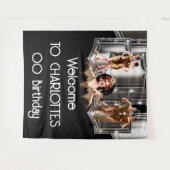 Silbergoldfliegermädchen, die 20er Gatsby blac brü Wandteppich (Vorderseite (Horizontal))