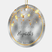 Silbergoldglänzende Sterne zum Geburtstag Keramik Ornament (Links)