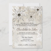 Silbergoldschneeflocken Winterhochzeit Einladung (Vorderseite)