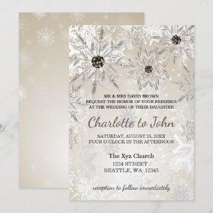 Silbergoldschneeflocken Winterhochzeit Einladung