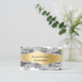 Silbergoldstreifen in Marmor QR-Foto Visitenkarte (Stehend Vorderseite)