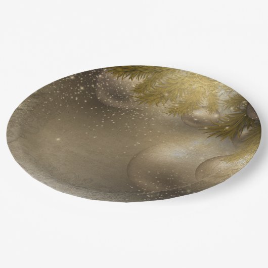 Silbergoldverzierungen Pappteller (Schrägansicht)