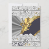 Silbergoldweiße Spitzen formelle Hochzeit Einladung (Rückseite)