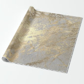 Silbergrau Abstrakt Golden Metallic Glass Stroke Geschenkpapier (Ungerollt)