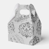 Silbergrau-Damastmuster Hochzeit Geschenkschachtel (Vorderseite)