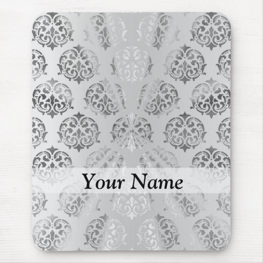Silbergrau-Damastmuster Mousepad (Vorne)
