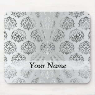 Silbergrau-Damastmuster Mousepad