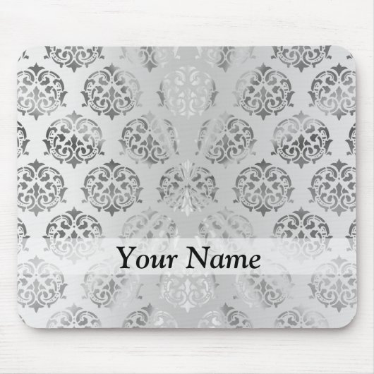 Silbergrau-Damastmuster Mousepad (Vorne)