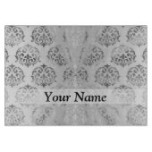 Silbergrau-Damastmuster Schneidebrett (Vorderseite)