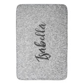 Silbergrau-Glitzer Glitzern Individuelle Name Badematte (Vorderseite Vertikal)