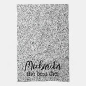 Silbergrau Glitzer Glitzern Individuelle Name Best Geschirrtuch (Vertikal)