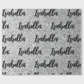 Silbergrau-Glitzer Glitzern Individuelle Name Geschenkpapier (Flach)