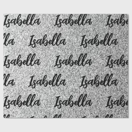 Silbergrau-Glitzer Glitzern Individuelle Name Geschenkpapier (Flach)