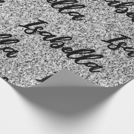 Silbergrau-Glitzer Glitzern Individuelle Name Geschenkpapier (Ecke)