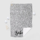 Silbergrau-Glitzer Glitzern Individuelle Name Golfhandtuch (Insitu)