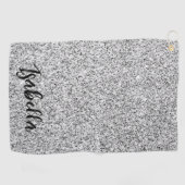 Silbergrau-Glitzer Glitzern Individuelle Name Golfhandtuch (Horizontal)