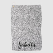 Silbergrau-Glitzer Glitzern Individuelle Name Golfhandtuch (Vorderseite)