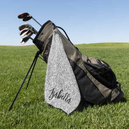 Silbergrau-Glitzer Glitzern Individuelle Name Golfhandtuch (Gras)