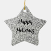 Silbergrau-Glitzer Glitzern Individuelle Name Keramik Ornament (Vorne)