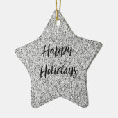 Silbergrau-Glitzer Glitzern Individuelle Name Keramik Ornament (Links)