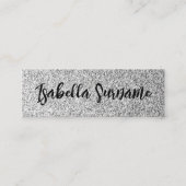 Silbergrau-Glitzer Glitzern Individuelle Name Mini Visitenkarte (Vorderseite)