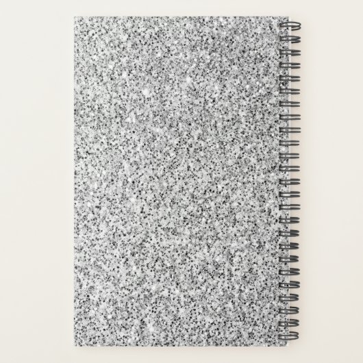 Silbergrau-Glitzer Glitzern Individuelle Name Planer (Rückseite)