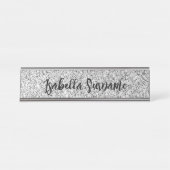 Silbergrau-Glitzer Glitzern Individuelle Name Schreibtischnamensplakette (Vorderseite )