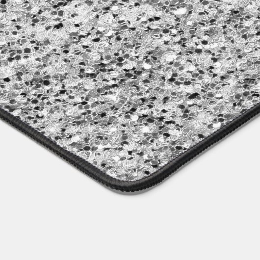 Silbergrau-Glitzer Glitzern Individuelle Name Schreibtischunterlage (Ecke)