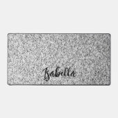 Silbergrau-Glitzer Glitzern Individuelle Name Schreibtischunterlage (Vorderseite)