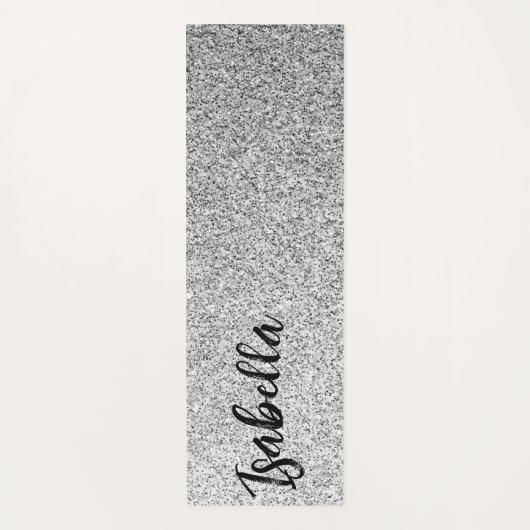 Silbergrau-Glitzer Glitzern Individuelle Name Yogamatte (Vorderseite)