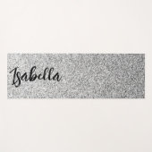 Silbergrau-Glitzer Glitzern Individuelle Name Yogamatte (Vorderseite (Horizontal))