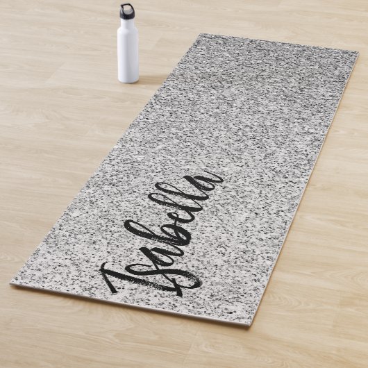 Silbergrau-Glitzer Glitzern Individuelle Name Yogamatte (Beispiel)